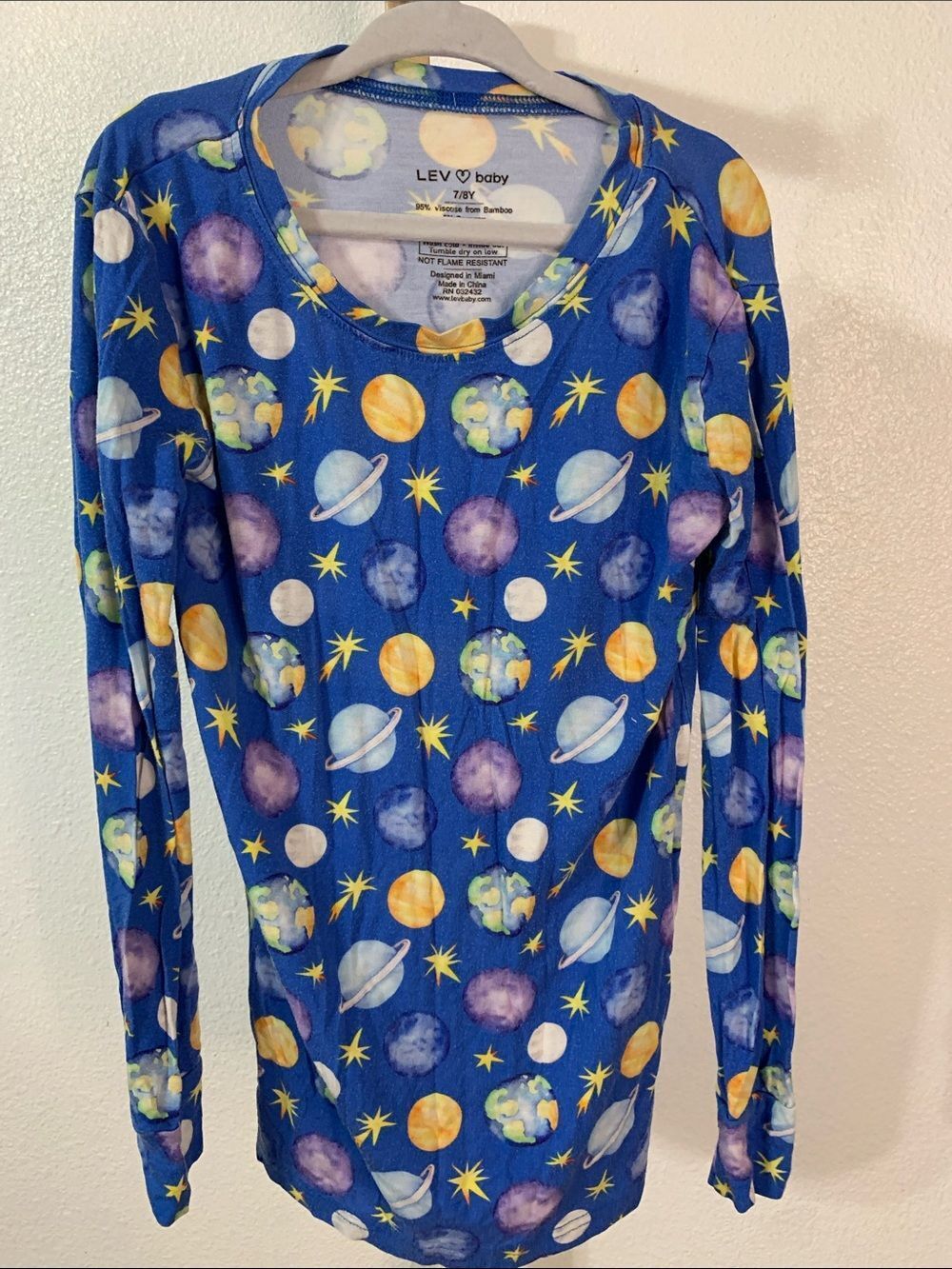 LEV Baby- Bamboo Space Planet Long Sleeve Top- 7/8